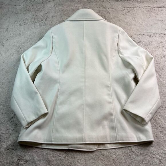 Lane Bryant Double Breasted Coat Womens Size 18/20 Cream White Ruffle Jacket - Picture 8 of 12